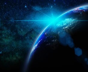 Part of earth with sun rise and lens flare over the Milky Way background, Internet Network concept, Elements of this image furnished by NASA
